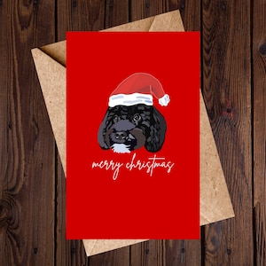 Carte de Noël Cockapoo - Carte de Père Noël pour chien pour les amoureux des animaux de compagnie, carte de voeux de Noël pour les parents de chiens (Royaume-Uni)