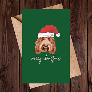 Carte de Noël Cockapoo - Carte de Père Noël pour chien pour les amoureux des animaux de compagnie, carte de voeux de Noël pour les parents de chiens (Royaume-Uni)