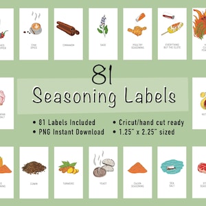 81 Hand-drawn Seasoning Labels | With Pictures - PNG Instant Download