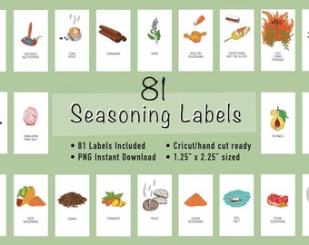 81 Hand-drawn Seasoning Labels | With Pictures - PNG Instant Download