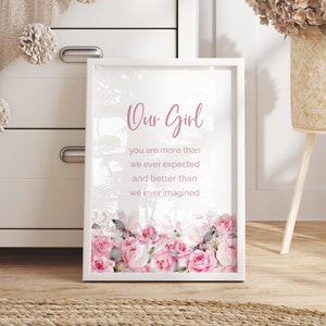 La nostra ragazza rosa rosa stampa della scuola materna, la nostra ragazza parete arte Boho, stampe della scuola materna della neonata, stampe floreali rosa, Boho Nursery Decor, stampa rosa rosa