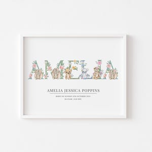 Impression personnalisée nom de bébé, Bienvenue dans le monde, cadeau pour nouveau-né, cadeau de baptême, impression nom d'animal, impression chambre de bébé, impression chambre de bébé filles