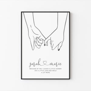 Personalised Pinky Promise Print, Best Friend Gift, Bestie Gift, Best Friend Print, Sister Gift, Best Friend Present, Christmas Gift