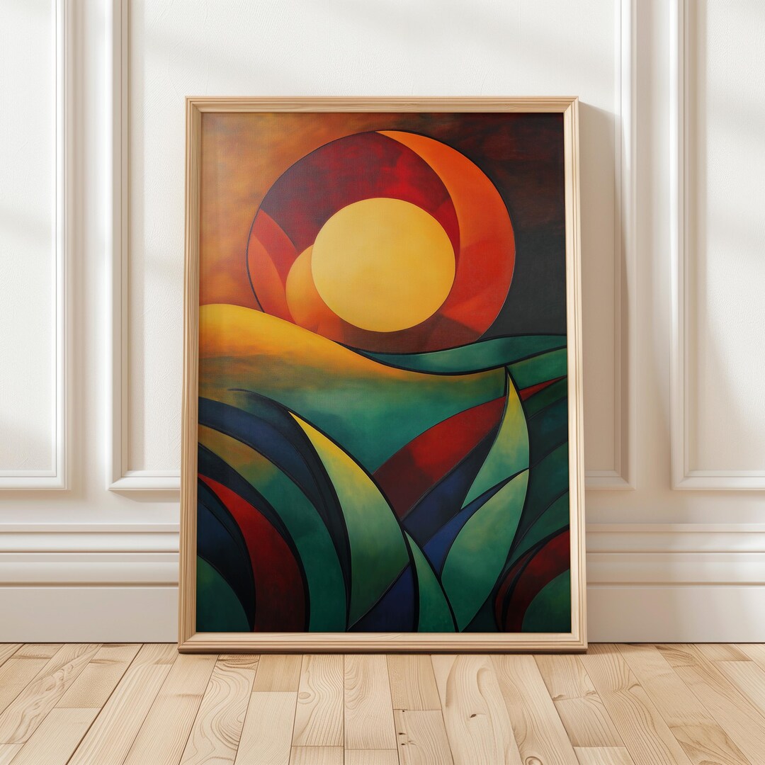 Abstract Sun Landscape Print — Modern Geometric Wall Art - Etsy