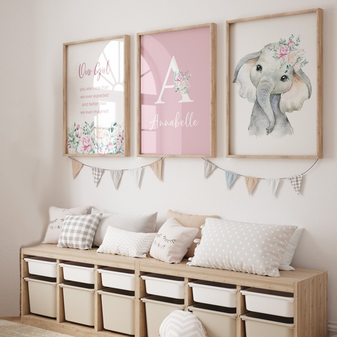 Our Girl Nursery Wall Art Set of Prints, Baby Girl Nursery Prints ...