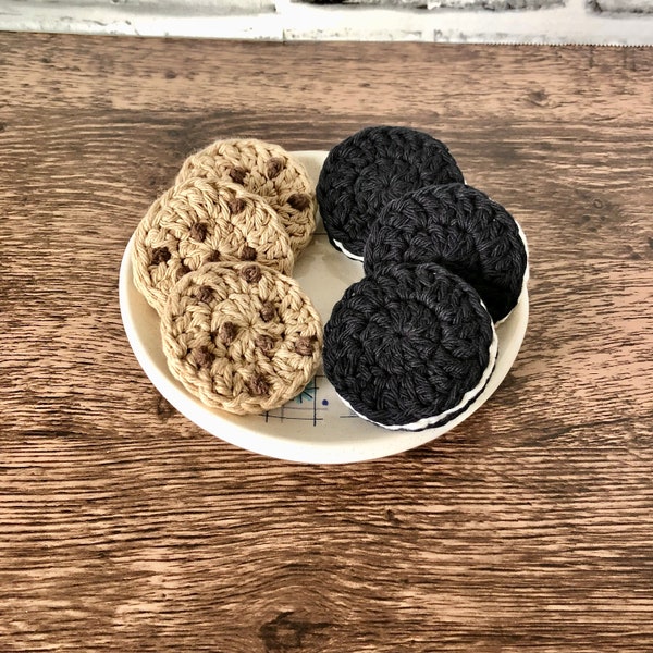 Crochet Cookies | Chocolate Chip | Play Food | Decorative Cookies | Amigurumi | Tiered Tray Decor | Set of 3 | Ready to Ship