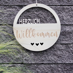 Door sign Welcome - with dried flowers, front door, door wreath, housewarming gift, welcome sign, name plate, customizable