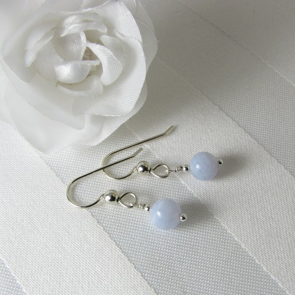 Blue Lace Agate Sterling Silver Earrings