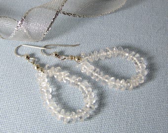 Crystal Quartz Loops Sterling Silver Earrings