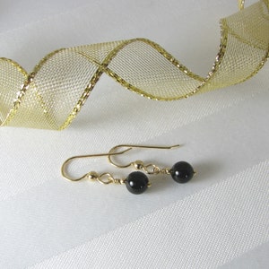 Black Onyx and Gold Earrings image 1