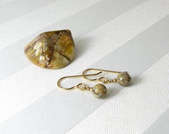 Leopard Jasper and Gold Earrings