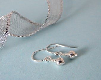 Very Tiny Sterling Silver Ball and Sterling Silver Earrings