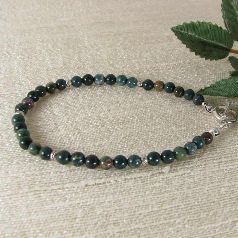 Bloodstone and Sterling Silver Bracelet