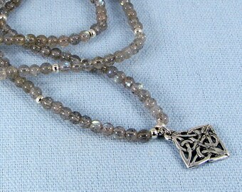 Labradorite and Sterling Silver Celtic Knot Adjustable Necklace