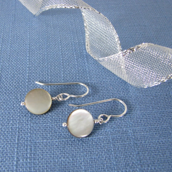 Black Mother of Pearl and Sterling Silver Earrings