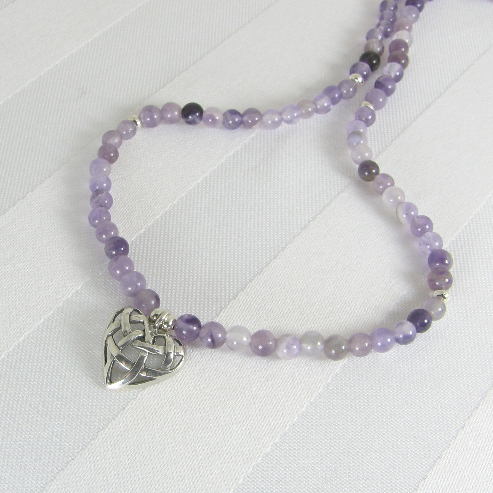 Amethyst Heart Angel Necklace - Sterling Silver by The Nevermore