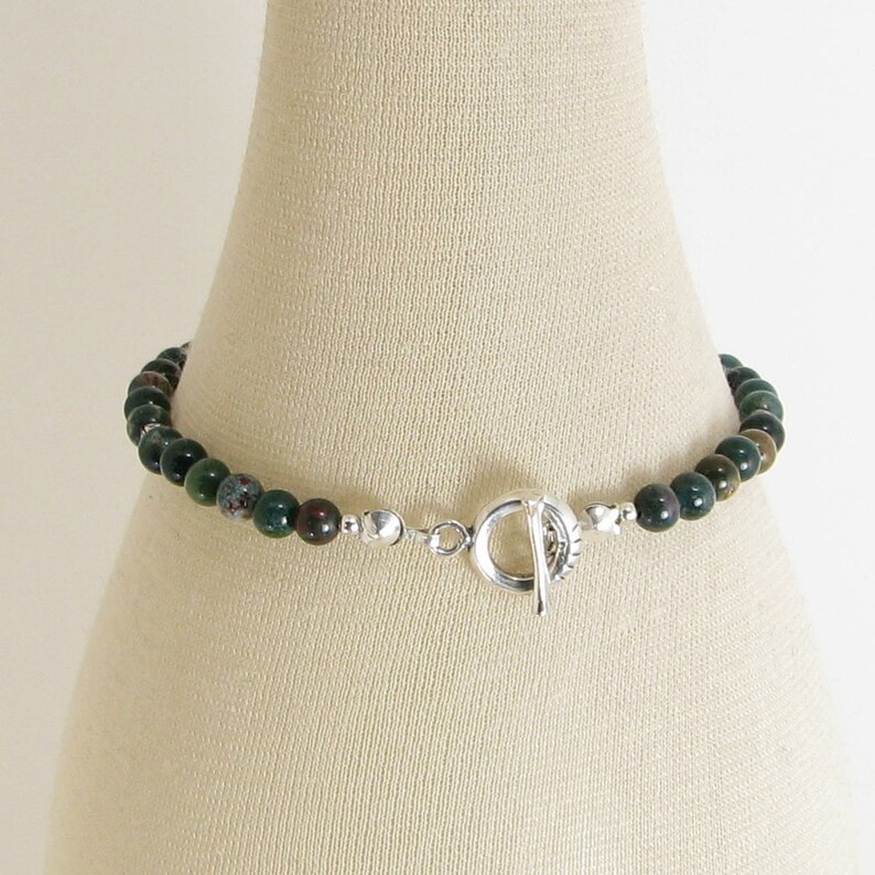 Bloodstone and Sterling Silver Bracelet