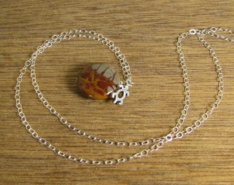 Noreena Jasper and Sterling Silver Turtle Charm Necklace
