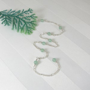 Green Aventurine and Sterling Silver Chain Adjustable Anklet