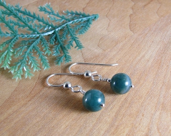 Bold Moss Agate and Sterling Silver Earrings