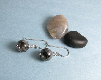 Black Labradorite and Sterling Silver Earrings