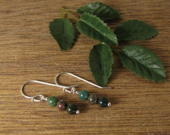 Bloodstone Beads and Sterling Silver Earrings