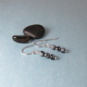 Snowflake Obsidian Beads Sterling Silver Earrings