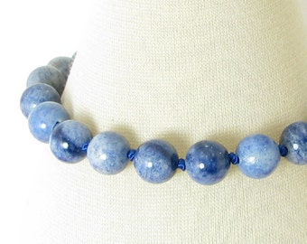 Handknotted Blue Aventurine and Sterling Silver Bracelet