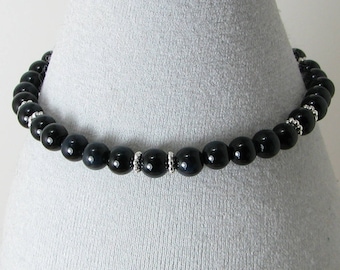 Blue Tigereye and Sterling Silver Bracelet