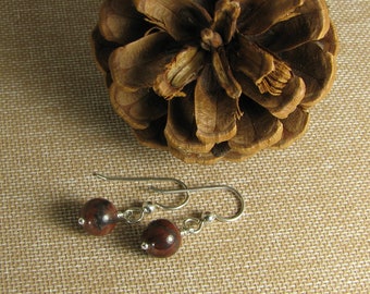 Bold Red Picture Jasper and Sterling Silver Earrings