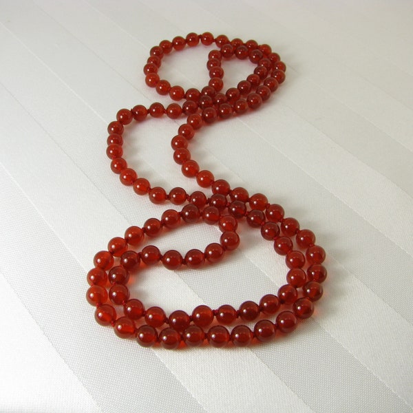 Long Hand-Knotted Carnelian Endless Necklace