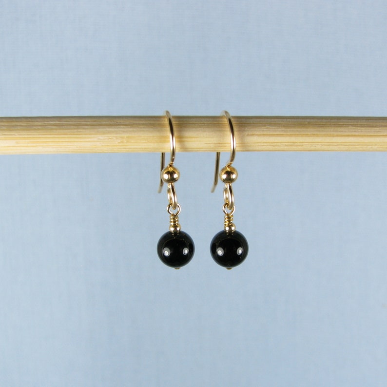 Black Onyx and Gold Earrings image 2