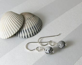 Gray Crazy Lace Agate and Sterling Silver Earrings
