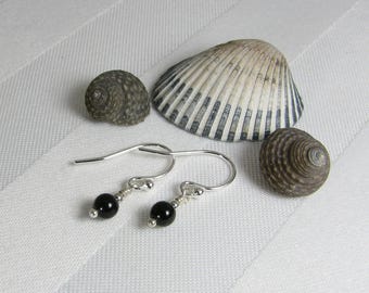 Very Tiny Rainbow Obsidian and Sterling Silver Earrings