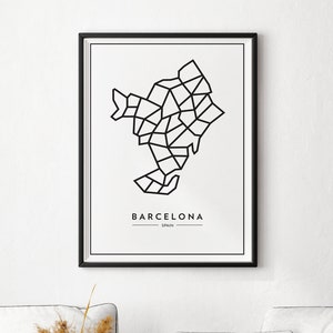 Barcelona City Map Poster - Spain Digital Download, Personalized Engagement Gift, New Job Present, Unique Gifts for Her