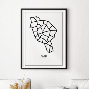 パリ市内地図ポスター - フランスデジタルダウンロード、パーソナライズされた婚約ギフト、新しい仕事のプレゼント、彼女へのユニークなギフト