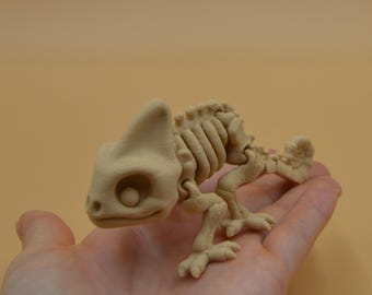 Flexi-speelgoed met skeletkameleon, 3D-geprint | Gelede Halloween Desk Pet, beweegbare fidgetfiguur