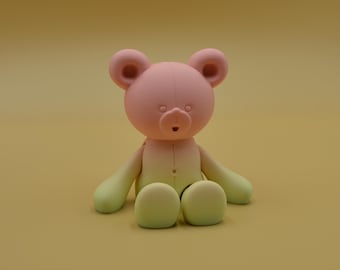 Oso Arcoíris Flexible, Impreso en 3D | Mascota de Escritorio Articulada, Figura Antiestrés Colorida