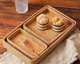 Handwoven Bamboo Storage Tray Set | Multi-Purpose Basket for Fruits, Organizing, and Serving