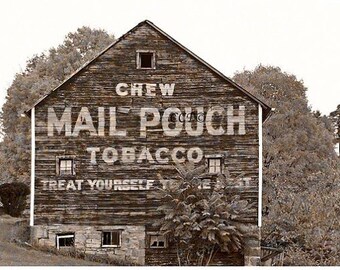 Mail Pouch Barn, Rustic Print, Fine Art Photography, Rural America, Sepia Style Print,  5 x 7 Wall Decor, 8 x 10 Photo