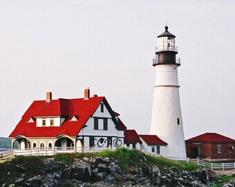 Fine Art Photography, Portland Head Lighthouse, Nautical Wall Art, 5 x 7 Coastal Maine