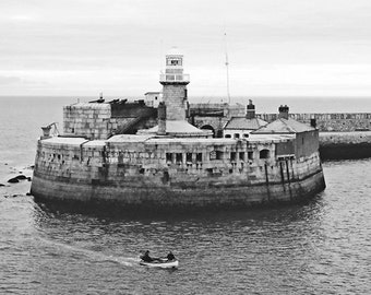 Irish Print, Fine Art Photography, Dun Laoghaire Lighthouse, Black And White, Dun Leary Dublin Ireland