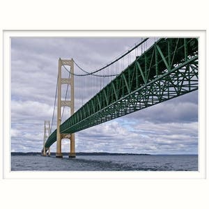 Mackinac Bridge, Fine Art Photography, The Mighty Mac, Michigan Decor, 5 x 7 Home Decor, Color Print, Straits of Mackinac image 2