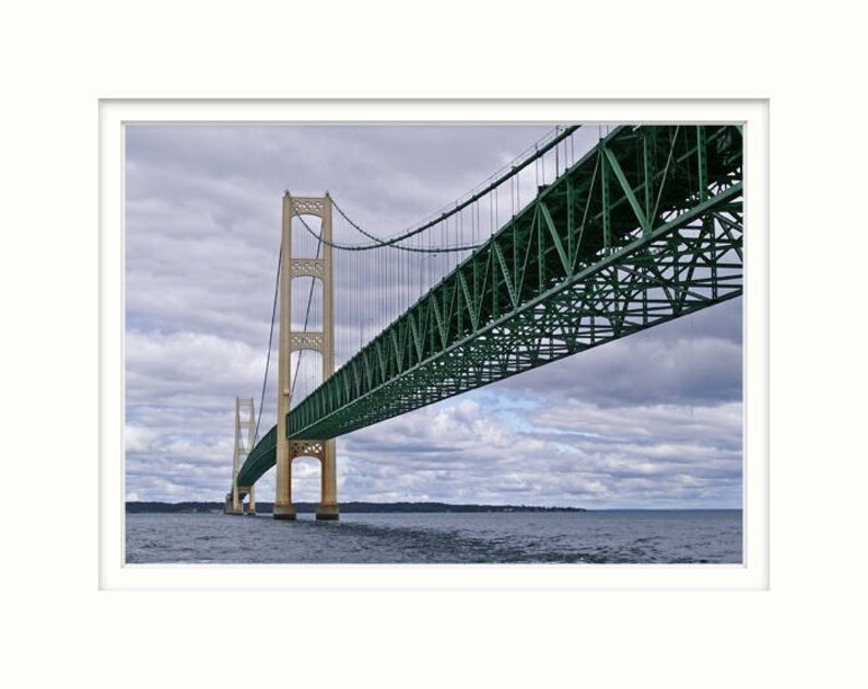 Mackinac Bridge, Fine Art Photography, The Mighty Mac, Michigan Decor, 5 x 7 Home Decor, Color Print, Straits of Mackinac image 2