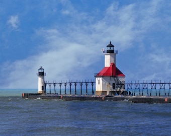 St Joe Lighthouse, Fine Art Photography, Nautical Photo, Michigan Print, Saint Joseph, Coastal Decor