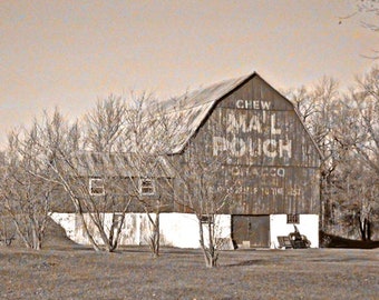 Mail Pouch Barn, Rural America, Fine Art Photography, Sepia Style, 8 x 10 Photo