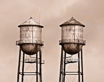 Water Towers, Duluth Waterfront, Fine Art Photography, 8 x 10 Urban Artwork