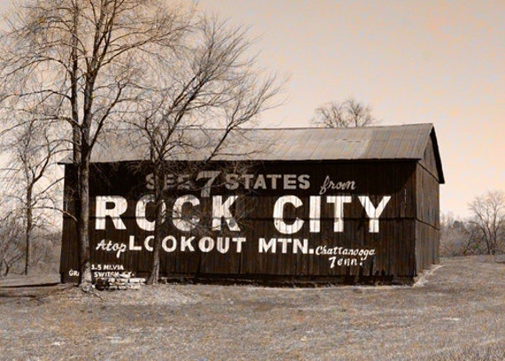 Rock City Barn Kentucky Rural America Sepia Style Photo Etsy