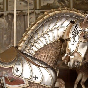 Carousel Horse, Sepia Photography, 8 x 10 Knights Steed, Templar Crusader Decor