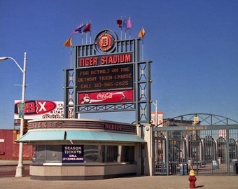 Baseball Field,Fine Art Photography, 5 x 7 Tiger Stadium Ticket Office, Detroit Sports Print